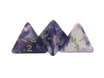 Poly MARBLE Dice D4's. Various Colours packs of 3. FOUR sided.