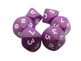Opaque D10 Poly Dice. Ten sided. Packs of 6